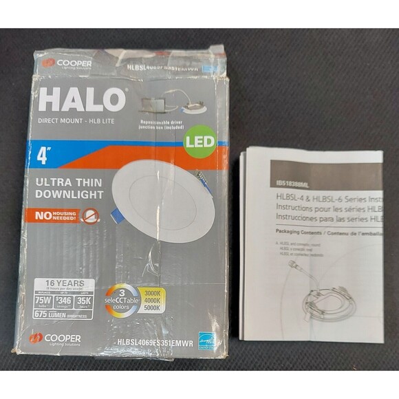 HALO 4 in. Ultra Thin LED Downlight, Color Changing, No Housing Needed *Tested - Picture 5 of 7